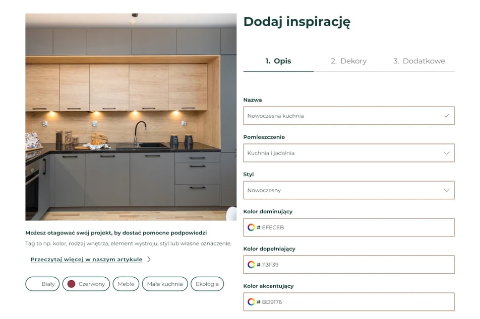 Proces dodawania nowych inspiracji na platformie Woodlove.